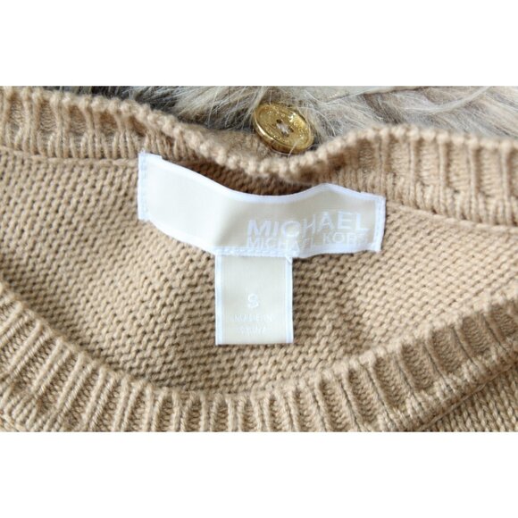 Michael Kors Faux Fur Trim Poncho Sweater size Small Preppy Winter Chic Mobwife - Picture 4 of 7